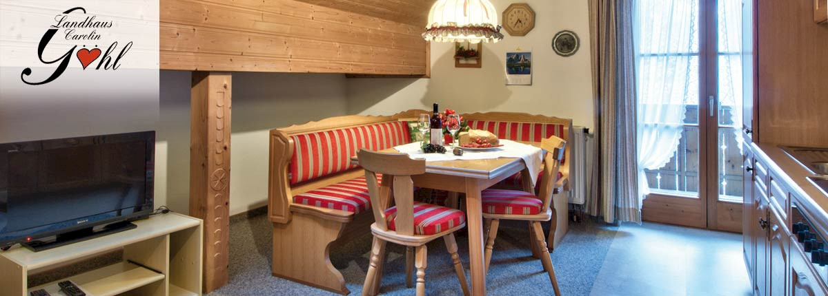 Essbereich Ferienwohnung 3 Westbalkon