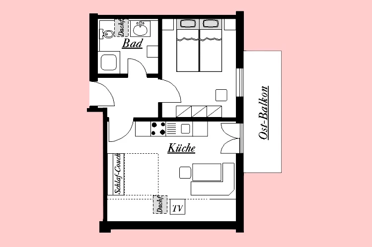 Grundriss Ferienwohnung 2 Ostbalkon
